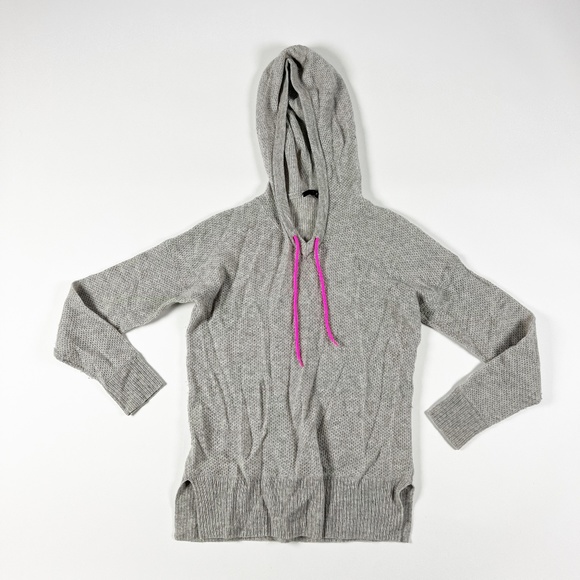 Aqua Sweaters - Aqua 100% Cashmere Ultra Lightweight Knit pullover Hoodie Sweater Gray Pink XS